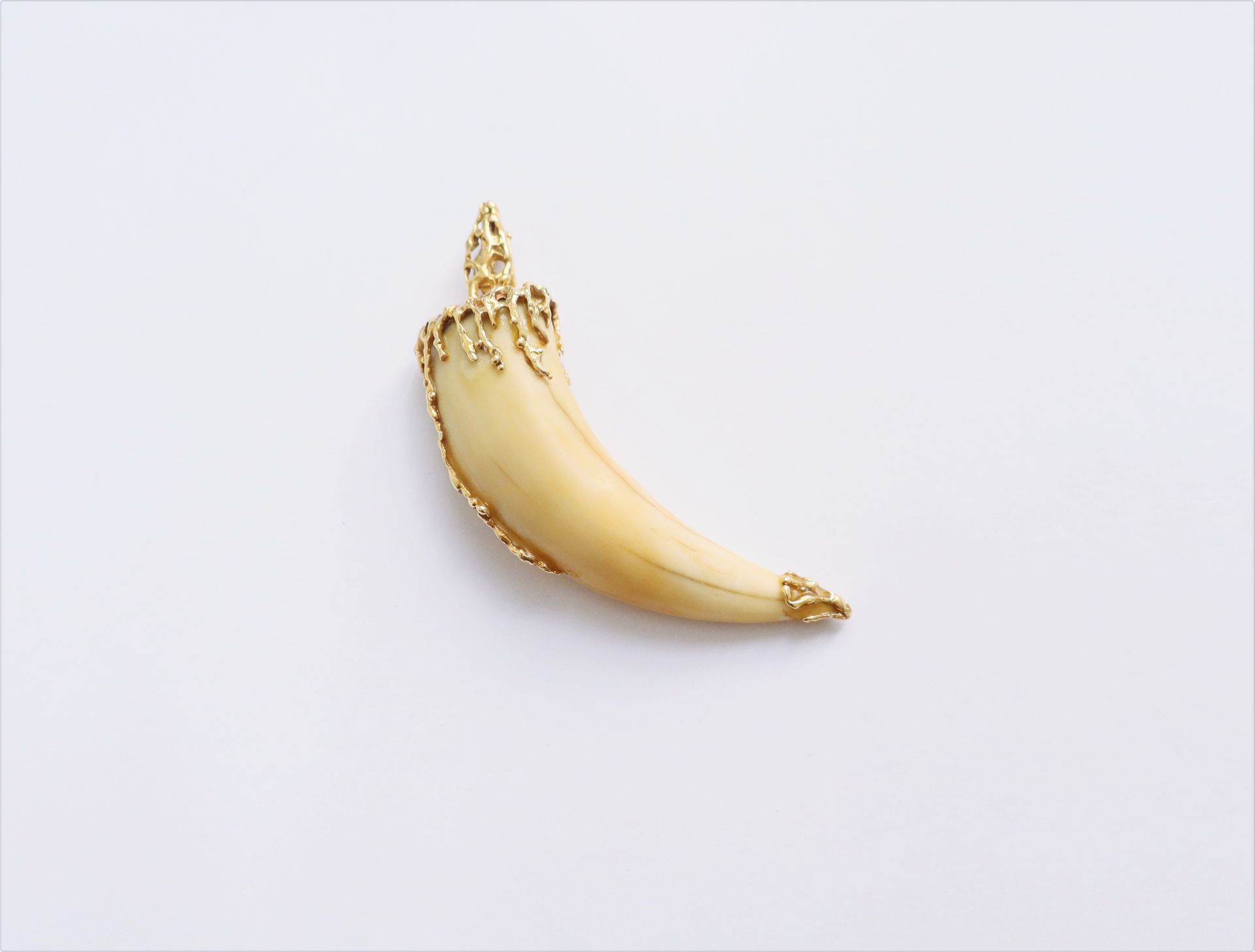 Null Pendant made of a wild animal fang mounted in 18K (750) gold. French work o&hellip;