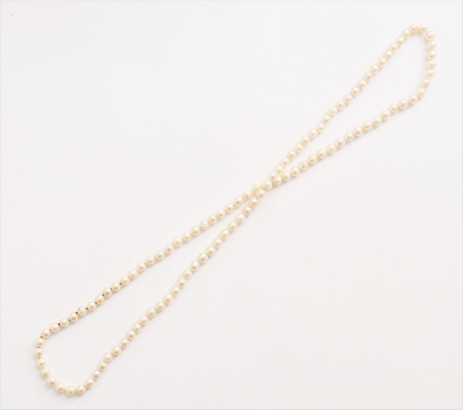 Null 巴洛克式养殖珍珠项链。长度：82厘米左右。