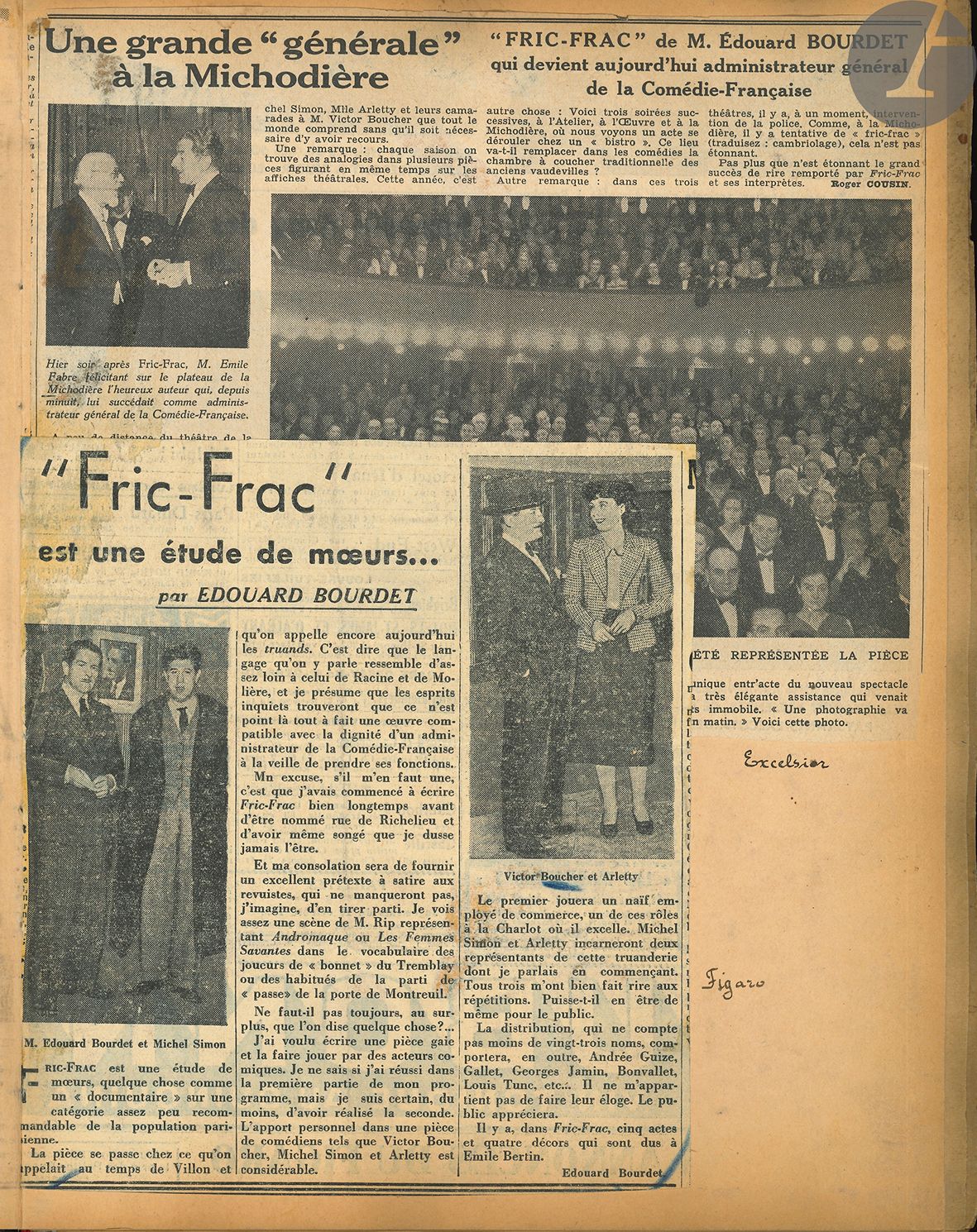 Null Teatro de la MICHODIÈRE. 2 registros de recortes de prensa, 1928-1942; 2 re&hellip;