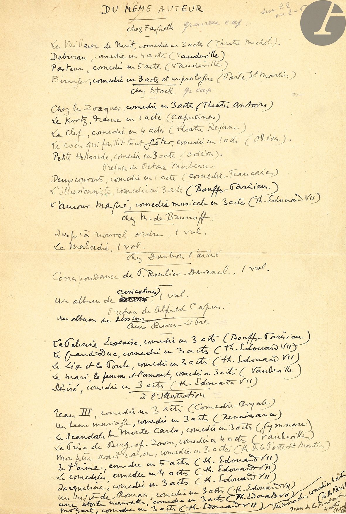 Null Sacha GUITRY (1885-1957). Collection of autograph manuscripts and documents&hellip;