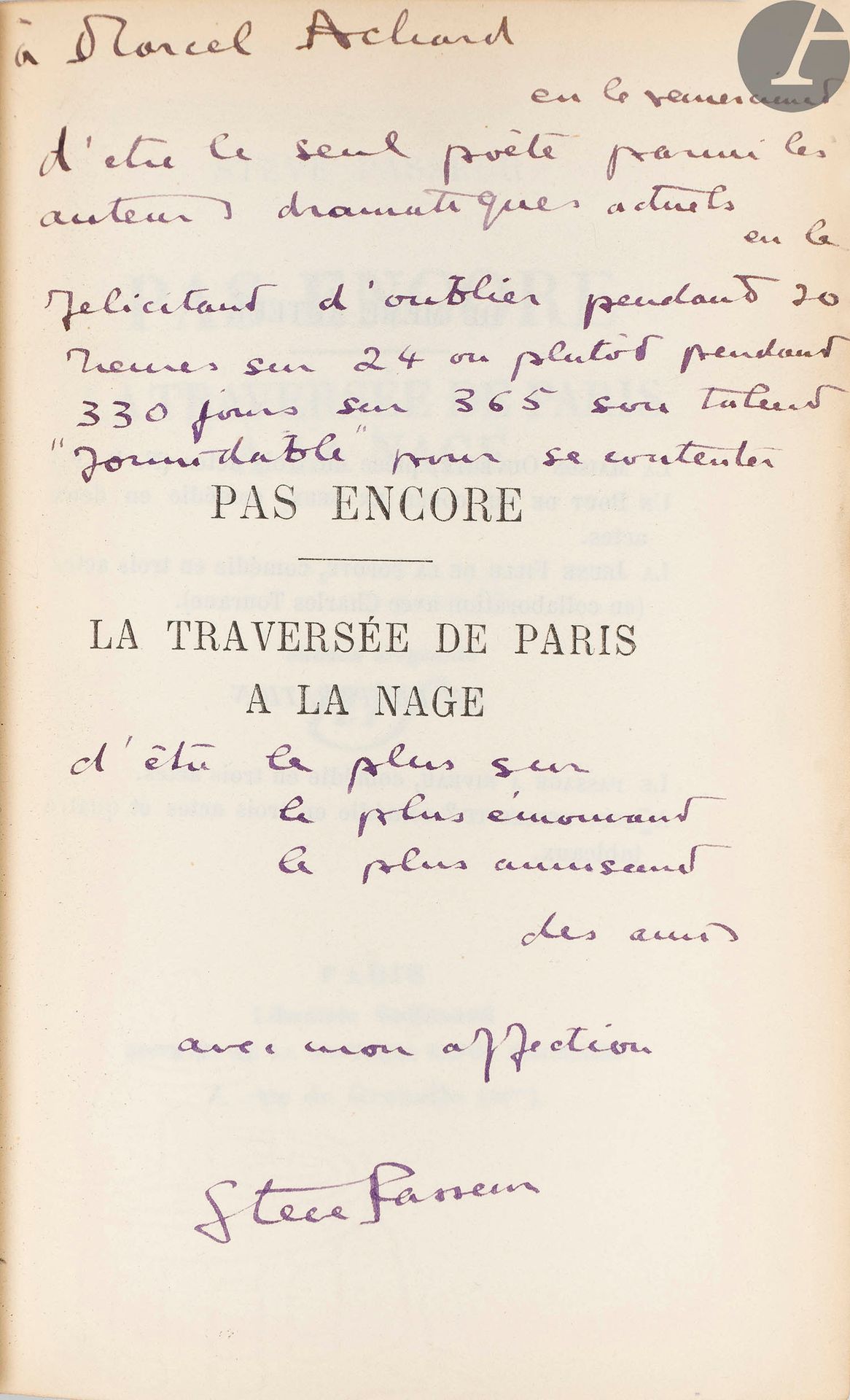 Null ACHARD（马塞尔）。
一套7件马塞尔-阿查尔的作品或来自他的图书馆：

- 阿查尔（马塞尔）。马尔伯勒正在进行战争!三幕和两段台词。巴黎：Libr&hellip;
