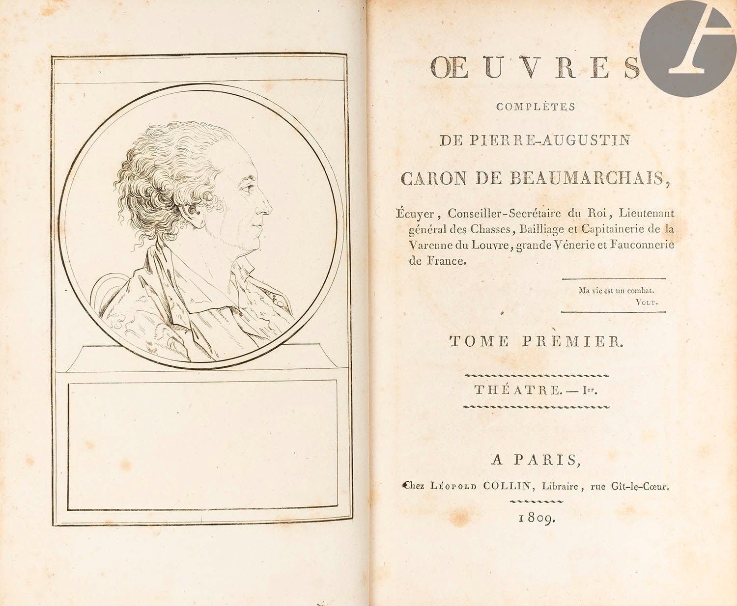 Null BEAUMARCHAIS (Pierre-Augustin Caron de).
著作集》。
巴黎：Léopold Collin，1809。- 7卷8&hellip;