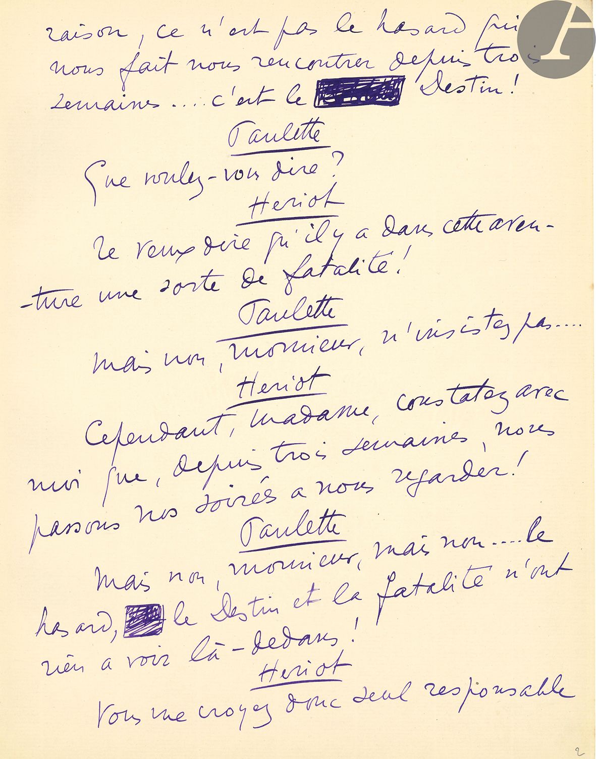Null Sacha GUITRY (1885-1957). Autographisches Manuskript für La Prise de Berg-o&hellip;