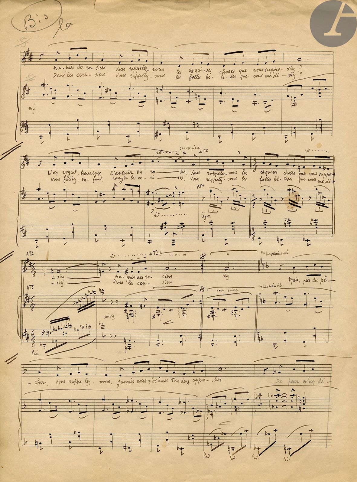 Null 莫里斯-伊万（1891-1965）。2份签名的音乐手稿；各5页内页。

三幕音乐剧 "的开幕让-五，雅克-布斯凯和亨利-法尔克的剧本，安德烈-巴尔德的&hellip;