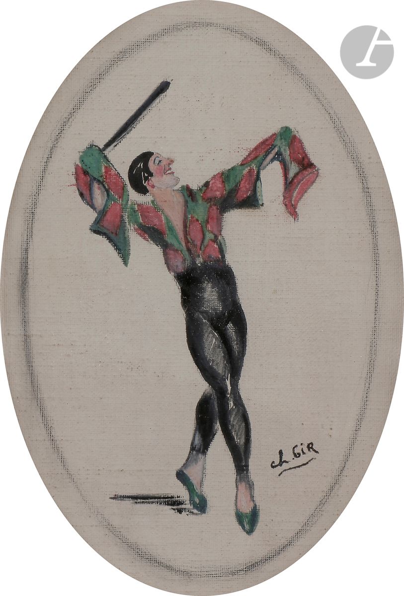 Null Charles Félix GIR (1883-1941
)喜剧演员
椭圆形画布上

的
水粉画
。
右下方有签名。
13 x 9厘米，
带框
。

&hellip;