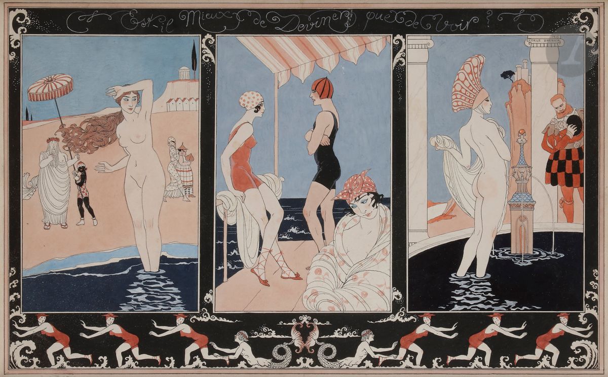 Null 
乔治-巴尔比耶 (1882-1932)



猜测比看到更好吗？ 巴黎生活》的插图，1918年



水墨和水粉画。



右上方有签名和日期。

&hellip;