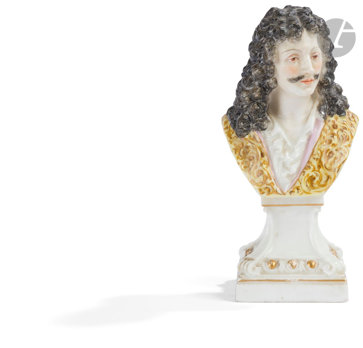 Null SamsonBüste
aus Porzellan, die Molière darstellt, mit polychromem Dekor.
Ap&hellip;