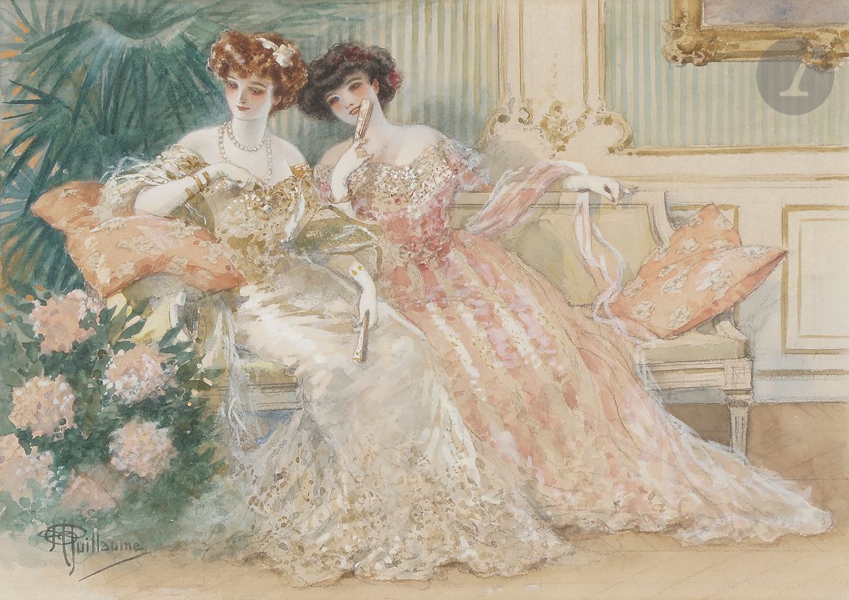 Null Albert Paul GUILLAUME (1873-1942)
Élégantes au salon
Gouache sur traits de &hellip;