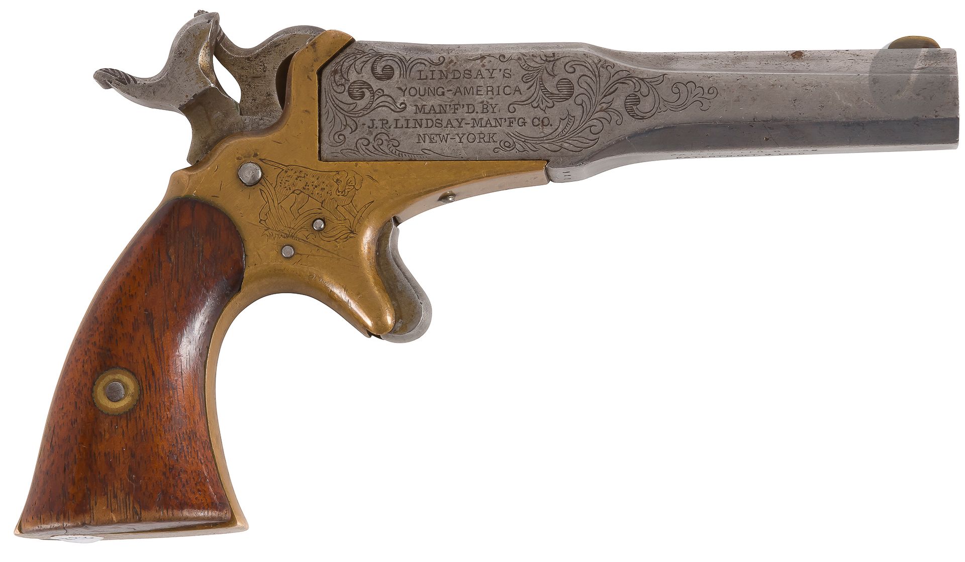 Null Rare Lindsay's Young America Derringer Pistol, two-shot, 41 caliber, two ha&hellip;