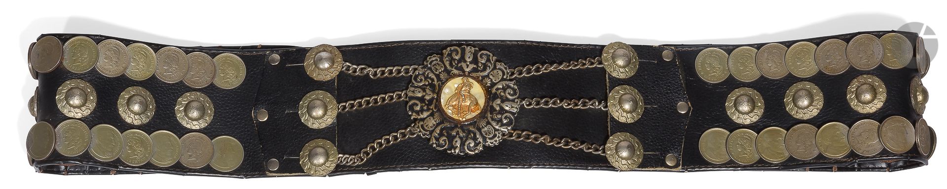 Null Curious Argentine rodeo belt. 
In black leather decorated on the back with &hellip;