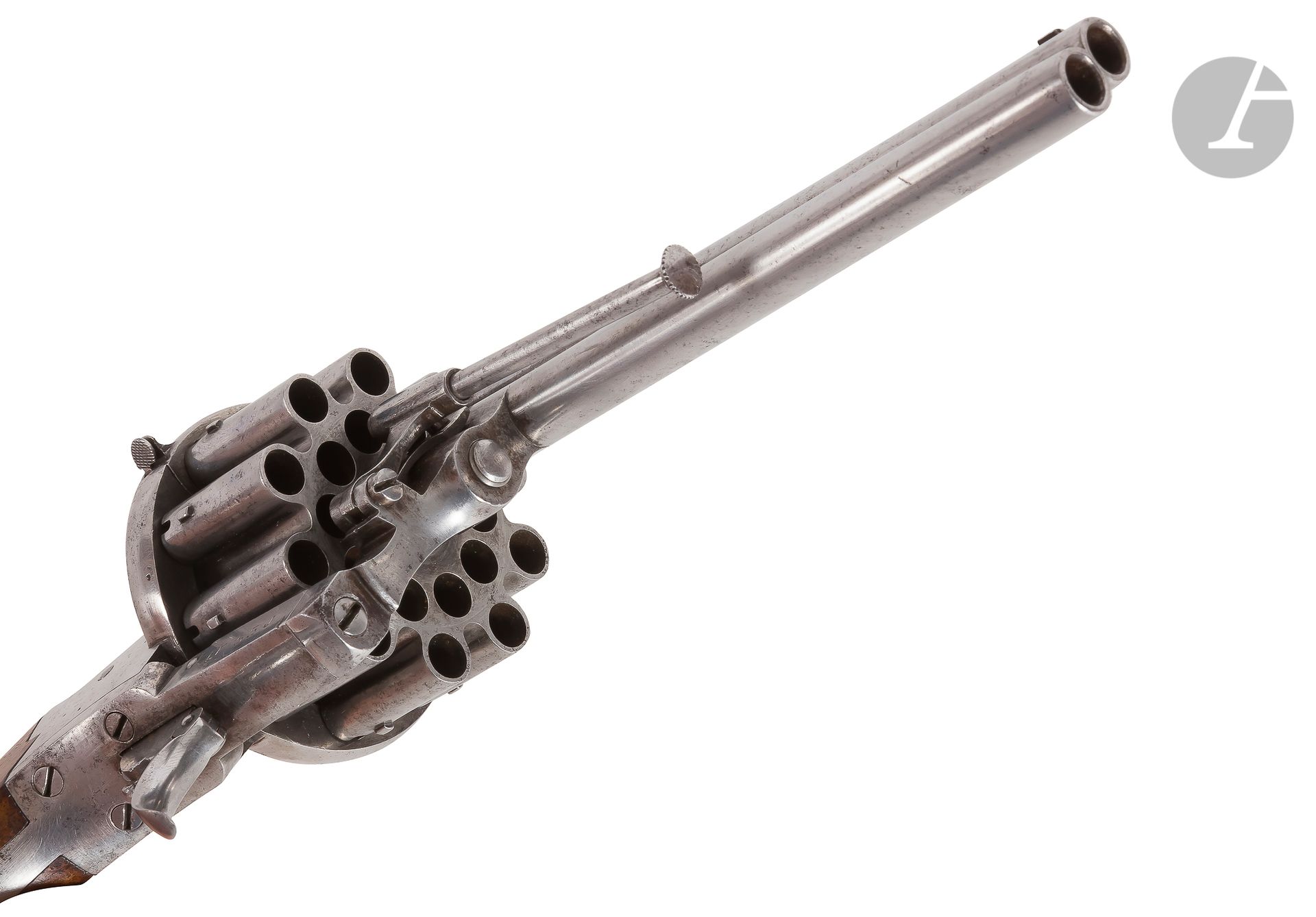 Null Lefaucheux Pinfire-Revolver, Triple Action, 20 Schuss, Kaliber 7 mm
.
Lauf &hellip;