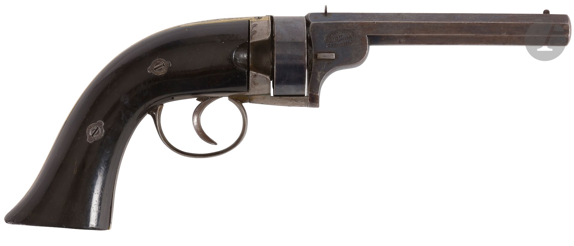 Null 罕见的 "Malherbe & Rissack "系统左轮手枪，6连发，9毫米短缘火，带内锤。
枪管很光滑，印有制造商和
发明者
的雷鸣般的声音
"P&hellip;