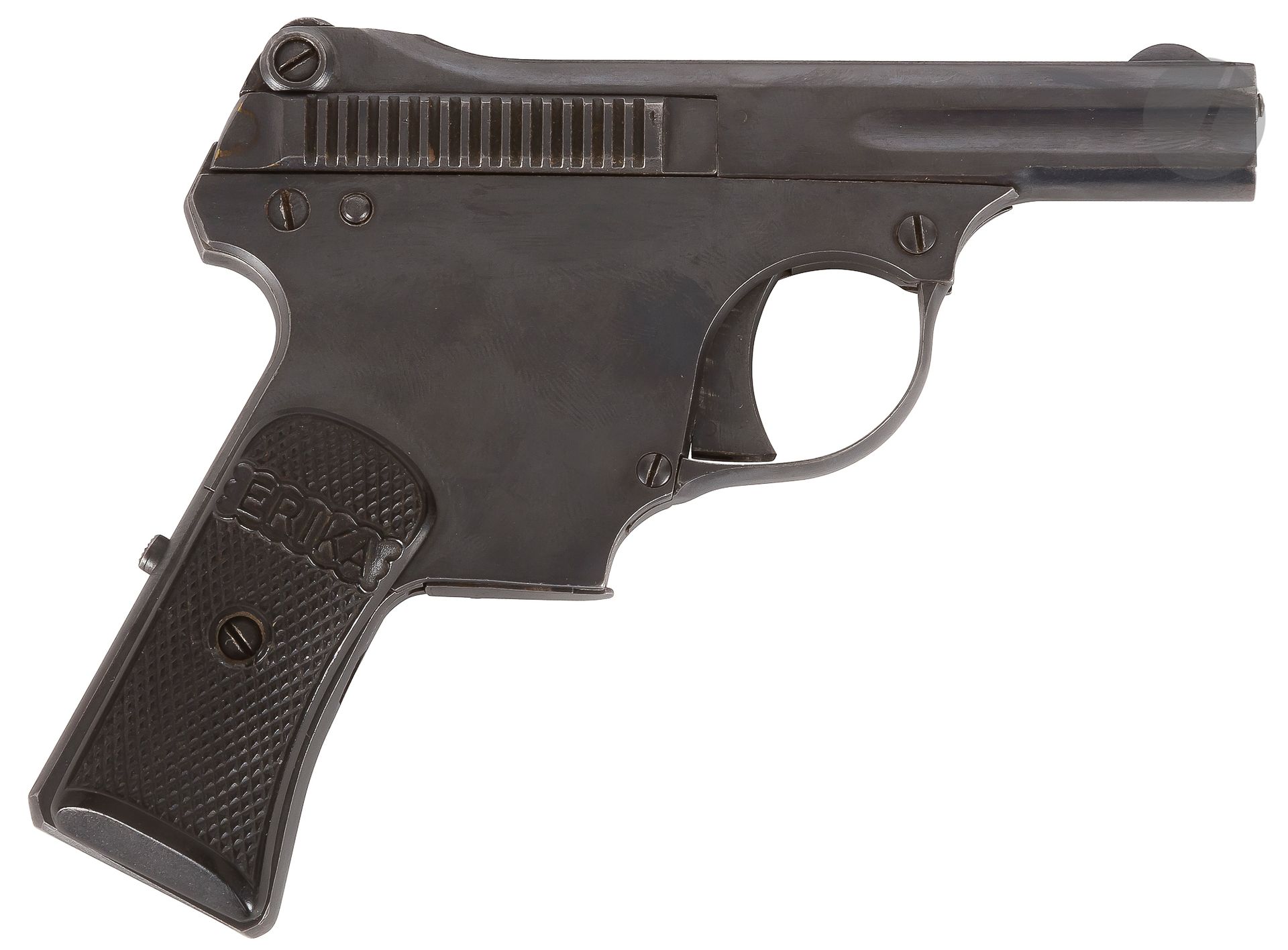 Null Franz Pfannel Erika "小型半自动手枪，6发，4.25毫米
口径Bakelite枪托
板
，标记为Erika
。

青铜色饰面。
内&hellip;