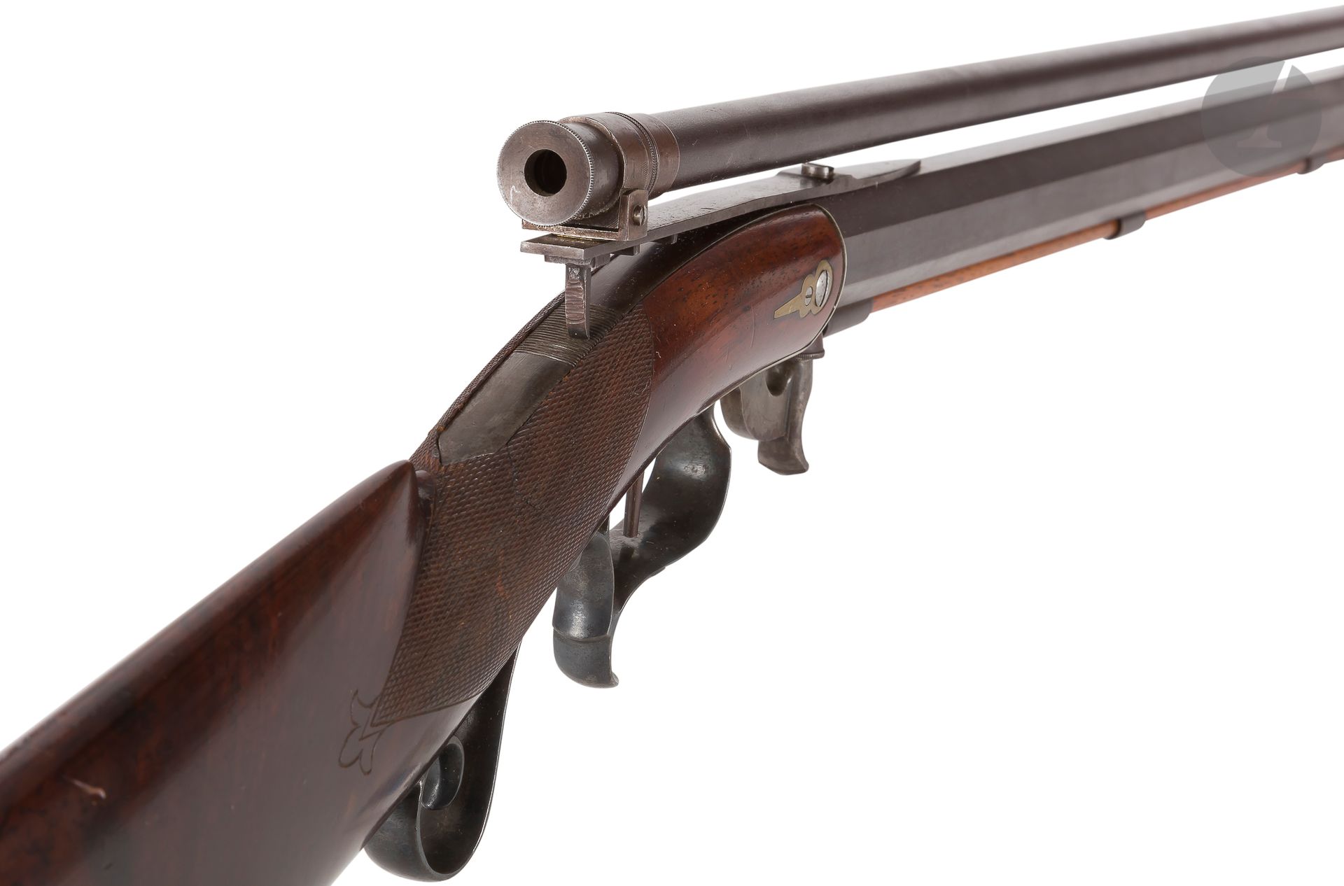 Null Fusil bajo fuego tipo "Kentucky", calibre 32. 
Cañón estriado y estriado, 6&hellip;