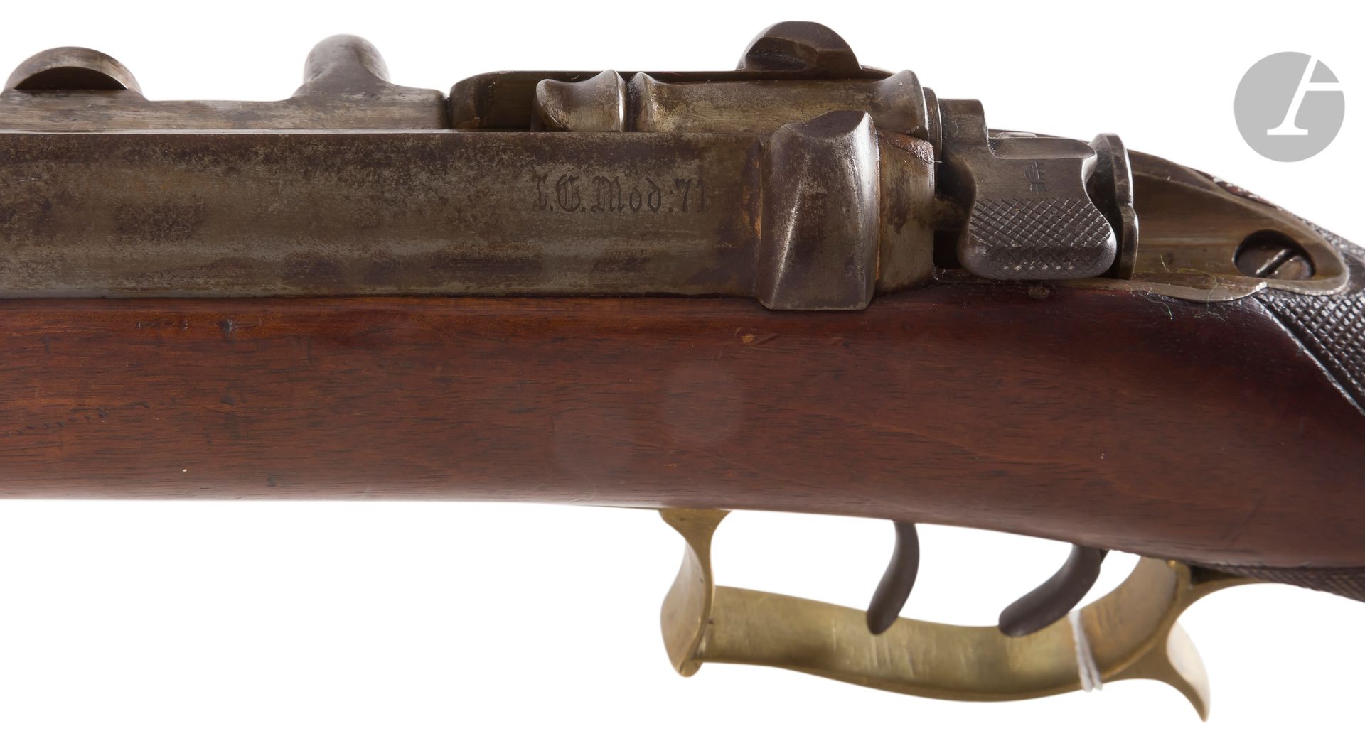 Null 毛瑟1871型单发栓动猎枪，11毫米口径，
60厘米圆管，带叶形枪托，雷鸣般的声音，枪冠下标有 "Erfurt "字样并盖有印章
。
后膛盒 "Mod&hellip;