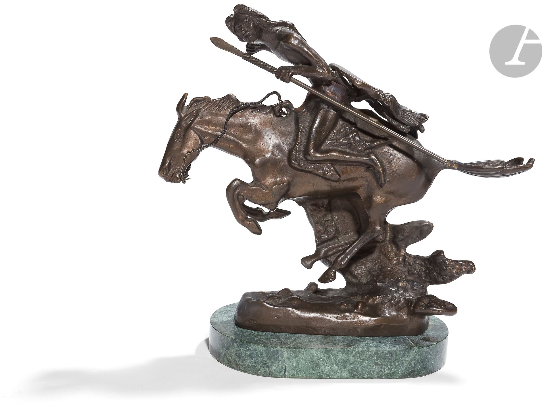 Null Frederic REMINGTON, after. 
Indian at the gallopSubject
in bronze with grey&hellip;