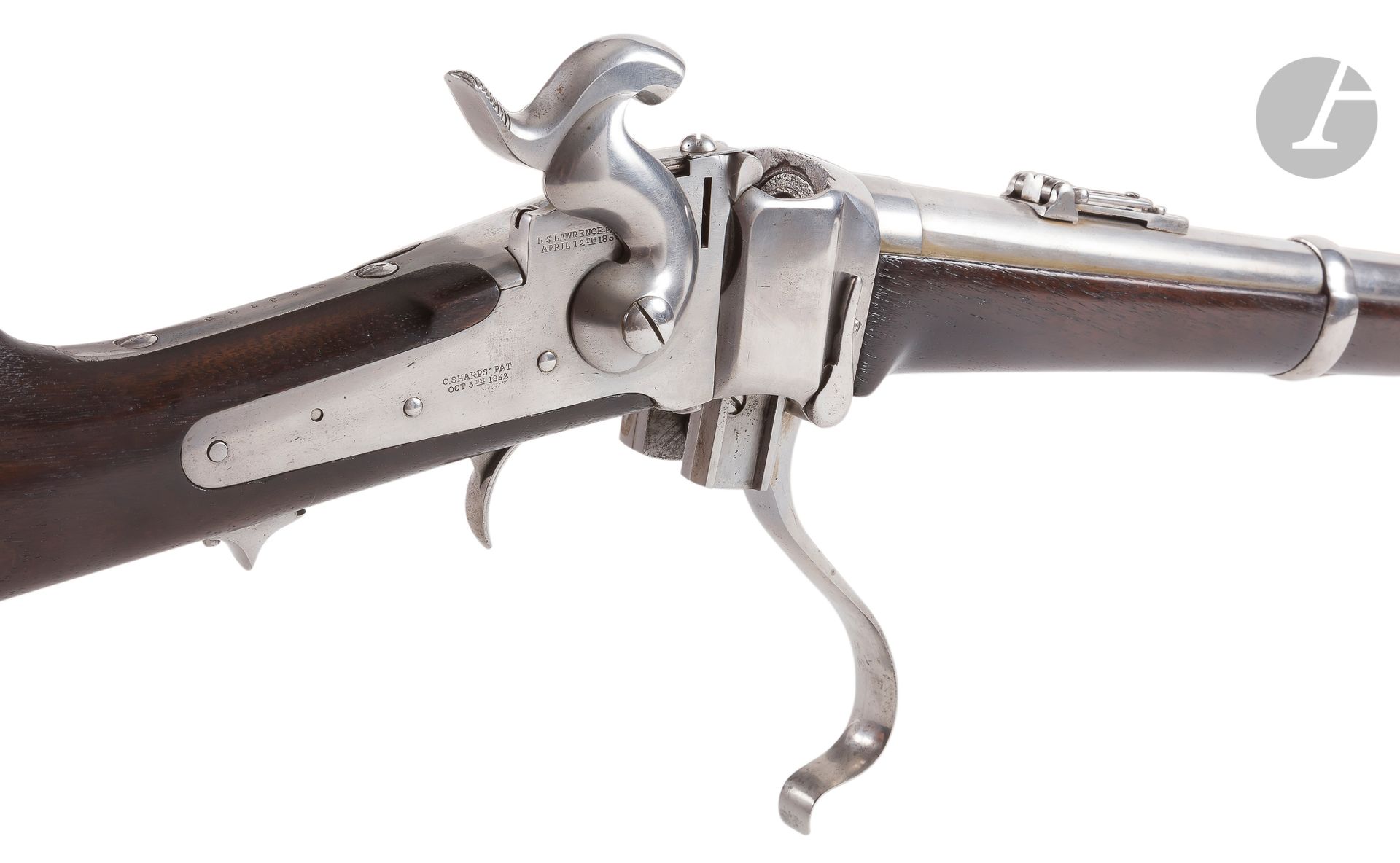 Null 令人惊讶和罕见的夏普斯1863年新式 "咖啡磨坊 "马鞍步枪，单发，口径52-70。
54厘米圆管，有膛线，标有 "Sharps Rifle Manu&hellip;