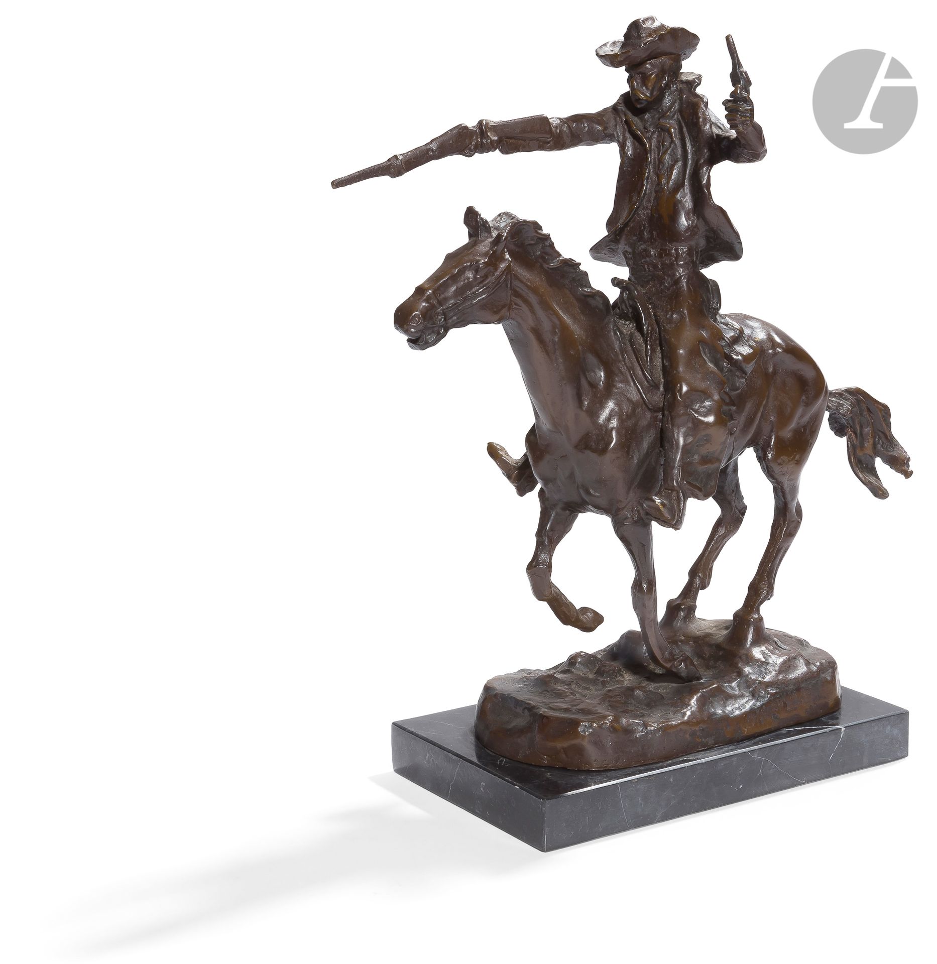 Null Cowboy charging with his rifle and his revolverSubject
in patinated bronze.&hellip;