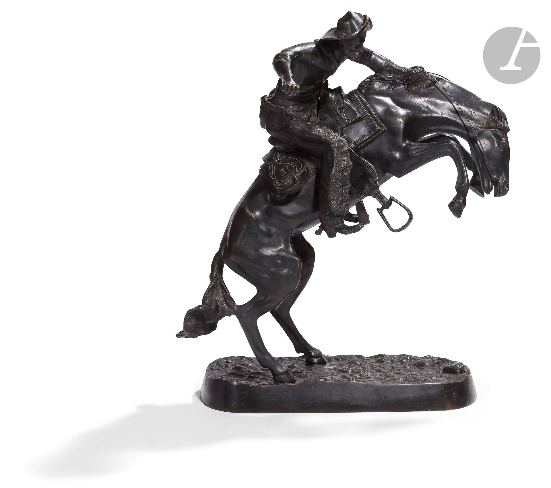 Null Frederic REMINGTON, after. 
Cowboy at the rodeoLarge
subject in patinated b&hellip;