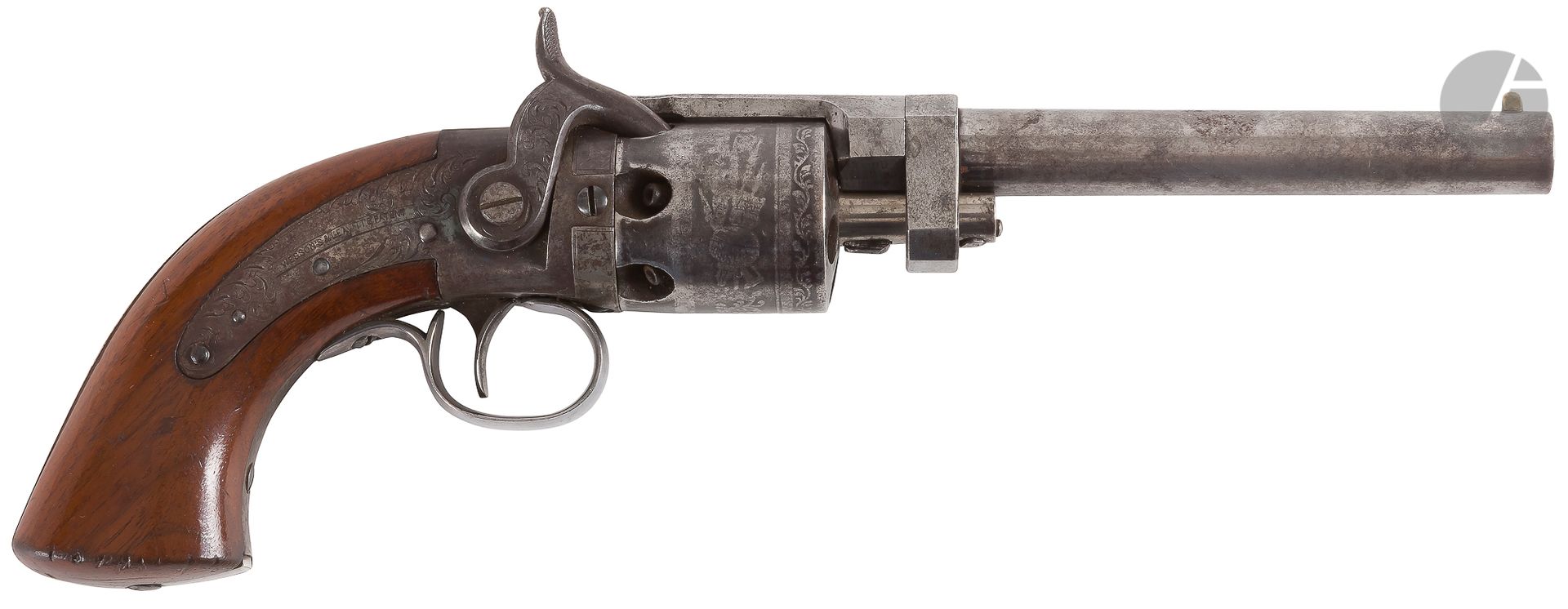 Null Wesson & Leavitt "袖珍型 "打击式左轮手枪，六发，31口径，单发。
12.5厘米的圆形枪管，有膛线，有开口环。酸蚀的圆柱体上有卷轴和&hellip;