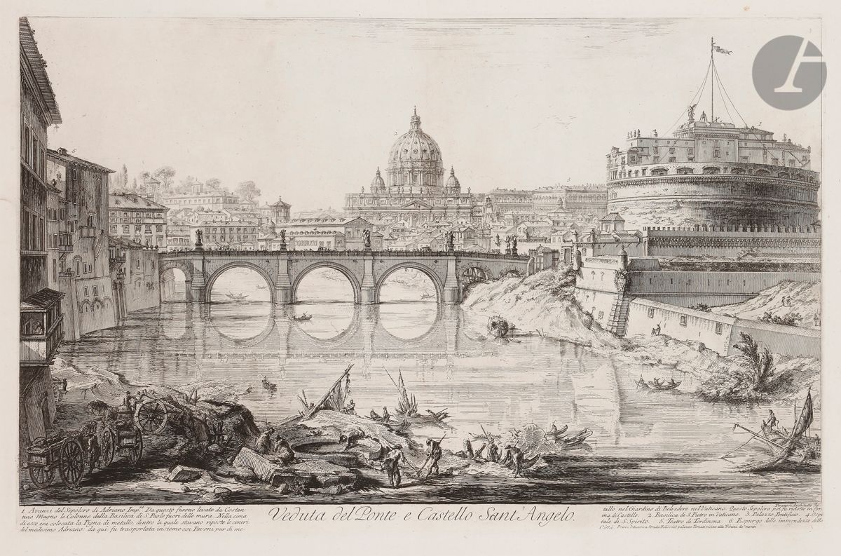 Null Giambattista Piranesi (1720-1778) 
Veduta del Ponte e Castello Sant'Angelo.&hellip;