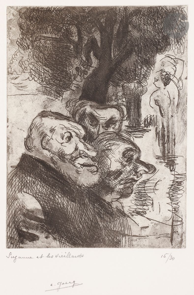 Null 爱德华-戈尔格（1893-1969）：《
苏珊娜和老头们》。1927.蚀刻版画。147 x 197。I.F.F. 85。白色牛皮纸上的完美样张，有标题&hellip;
