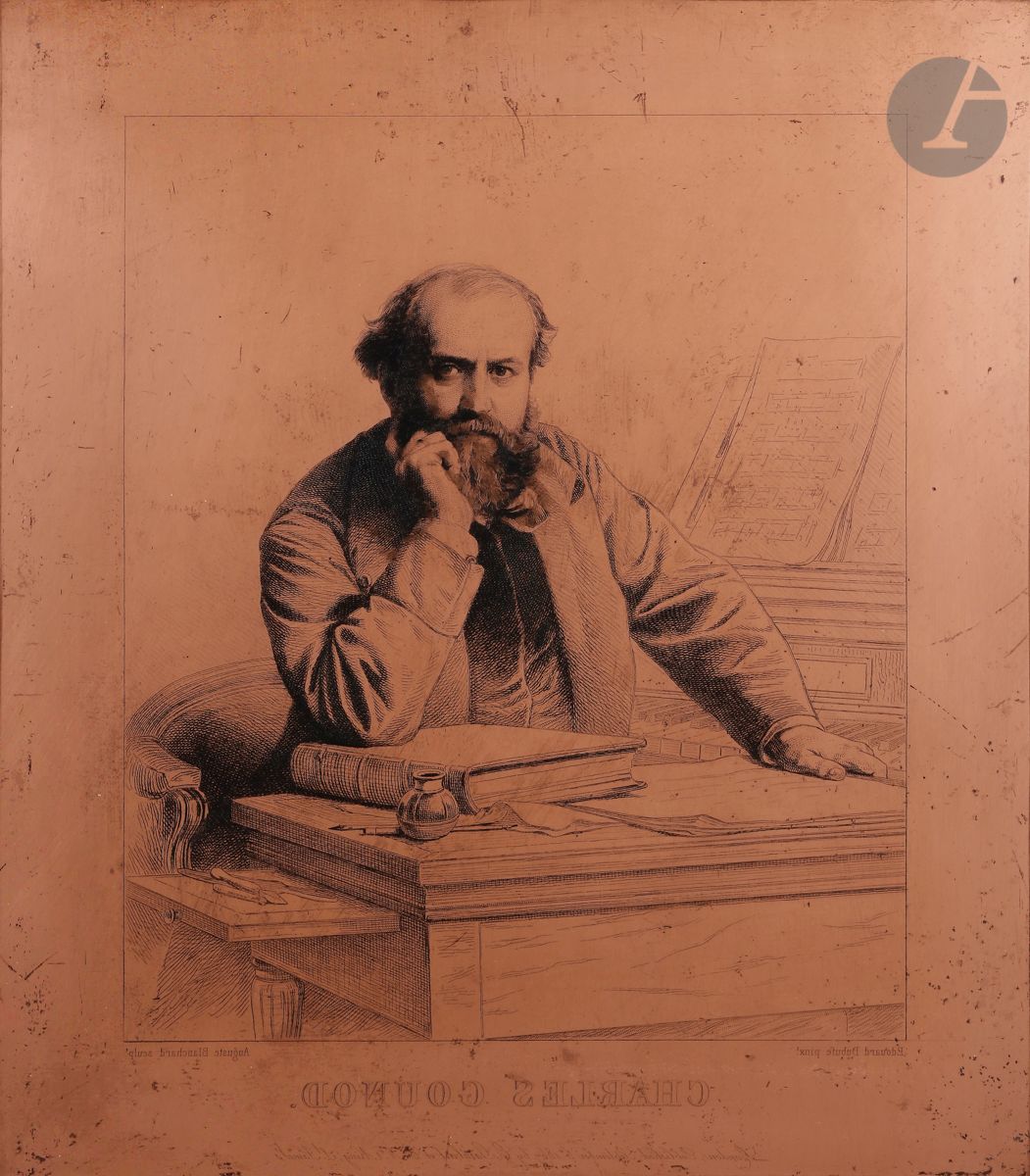 Null Auguste Blanchard (1819-1898) 
Charles Gounod. Um 1852. Kupferstich mit Rad&hellip;