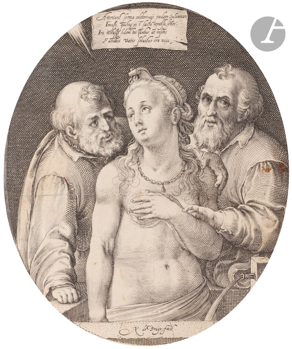 Null Nicolaes de Bruÿn (1571-1656) 
Susanna und die Alten. Burin. 145 x 170 (ova&hellip;