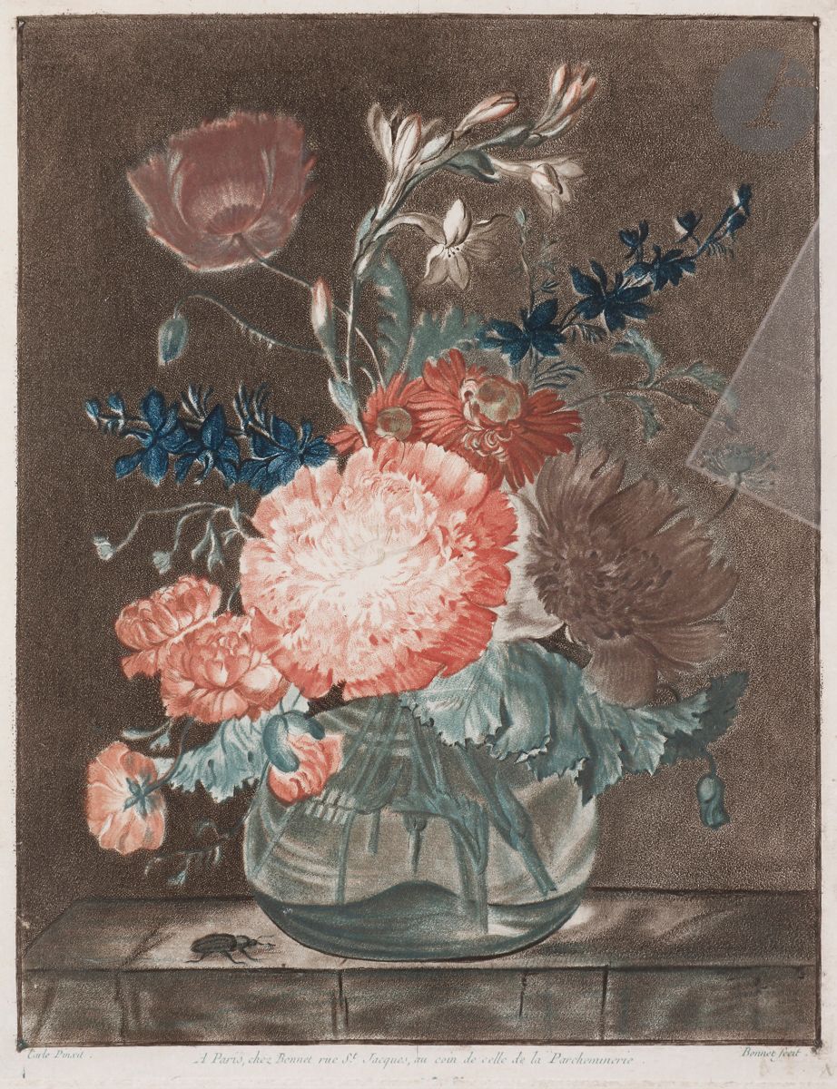 Null Louis-Marin Bonnet (1736 or 1743-1793
)Flowers, bouquets of poppies. Dotted&hellip;