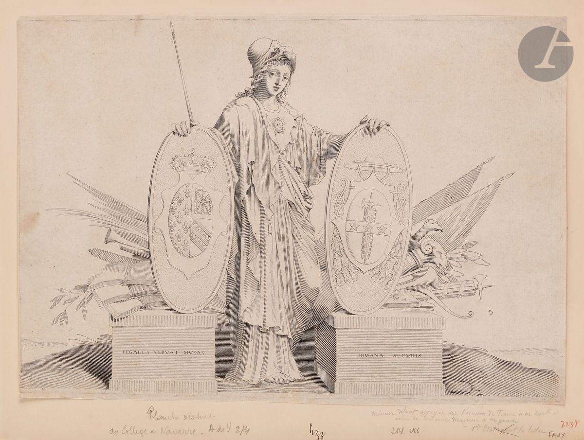 Null Claude Mellan (1598-1688) 
Standing Minerva with oval shields. Burin. 325 x&hellip;