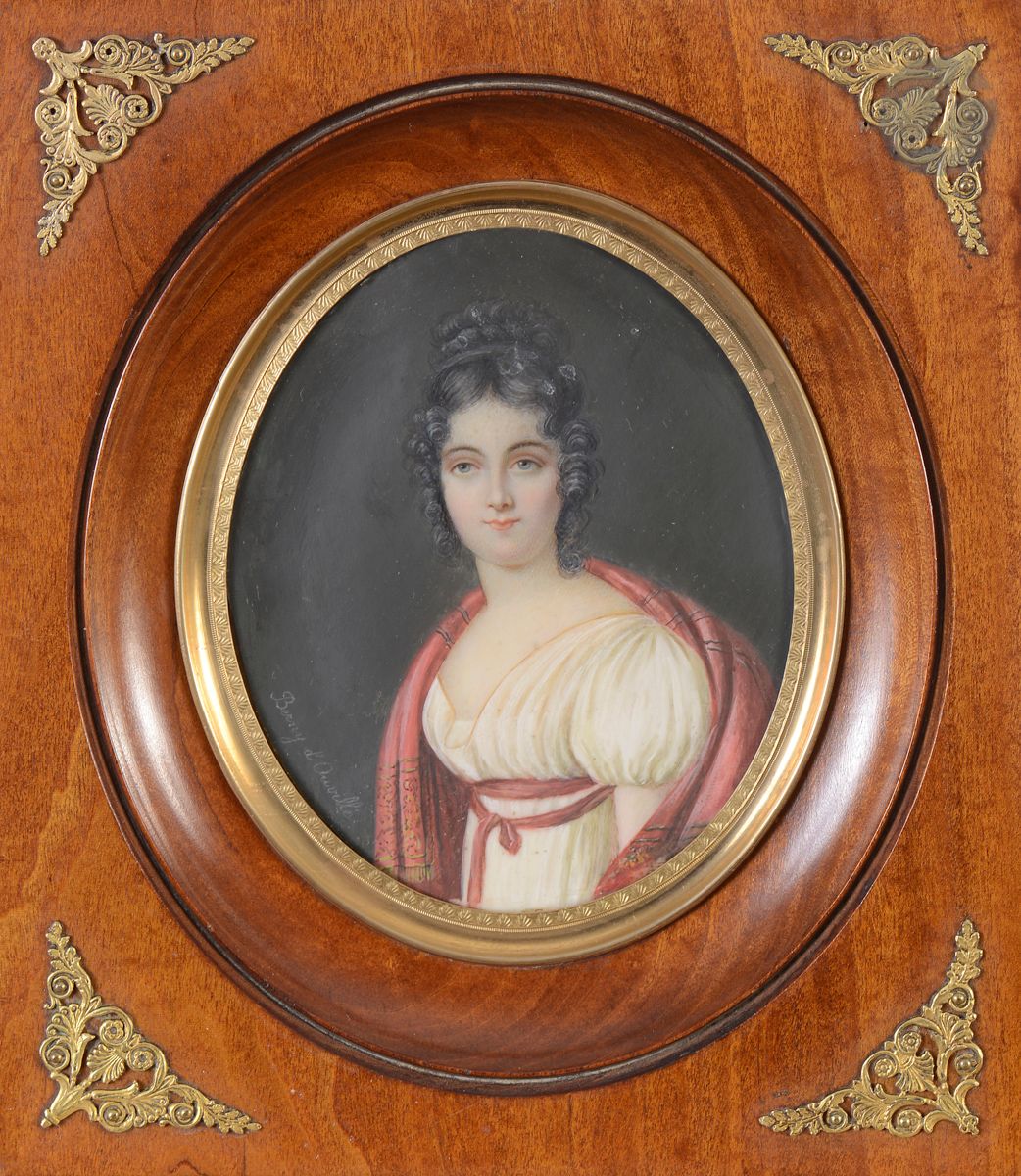 Null École FRANÇAISE du XIXe siècle
Jeune femme à la robe blanche et châle rouge&hellip;