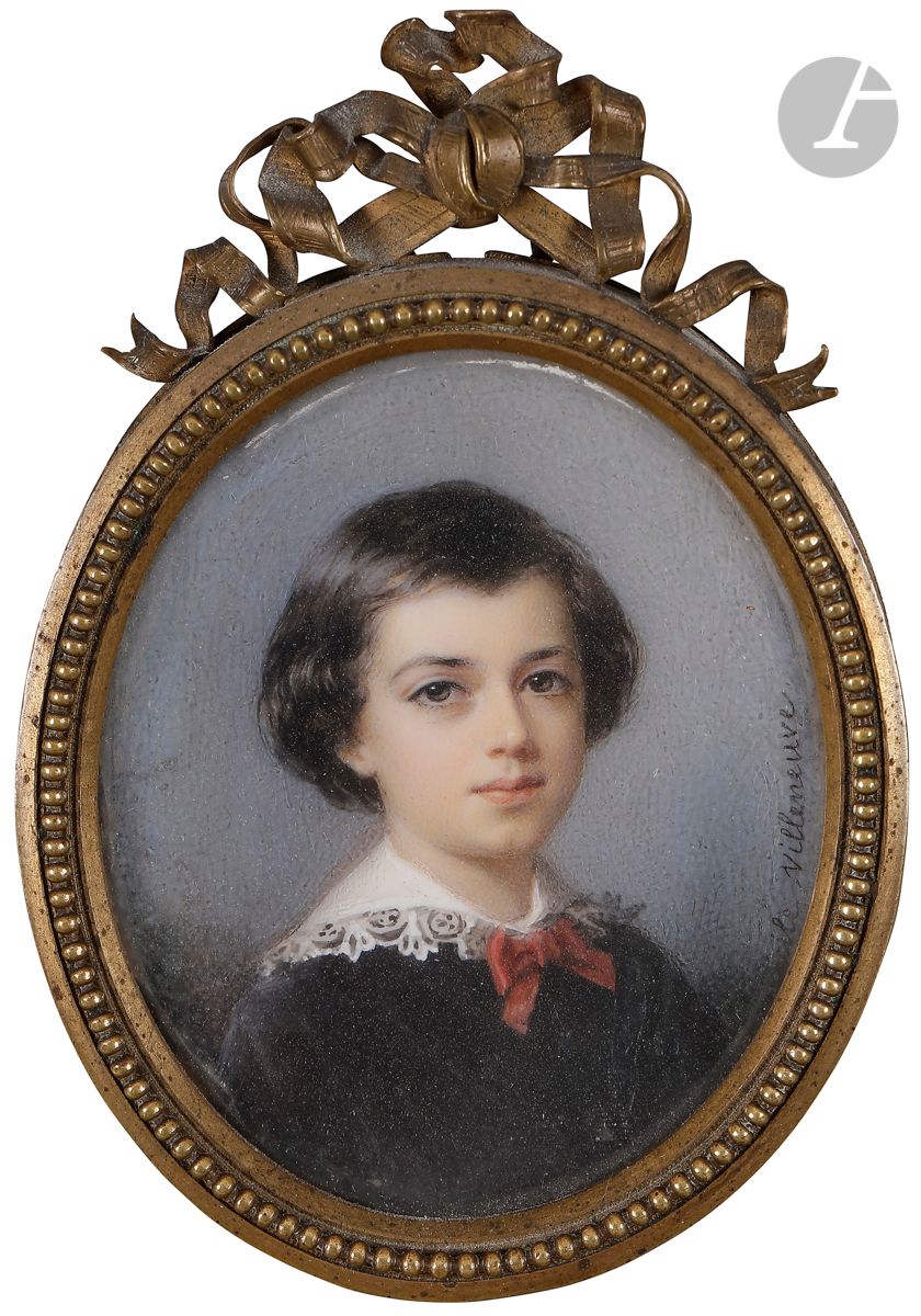 Null Cécile VILLENEUVE 
(Paris, 1824 - Paris, 1901)
Jeune garçon au nœud rouge
M&hellip;