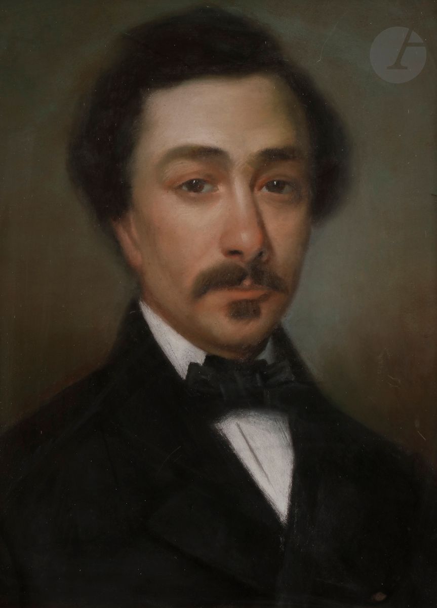 Null École FRANÇAISE du XIXe siècle 
Portrait d’homme
Pastel
Trace de signature &hellip;
