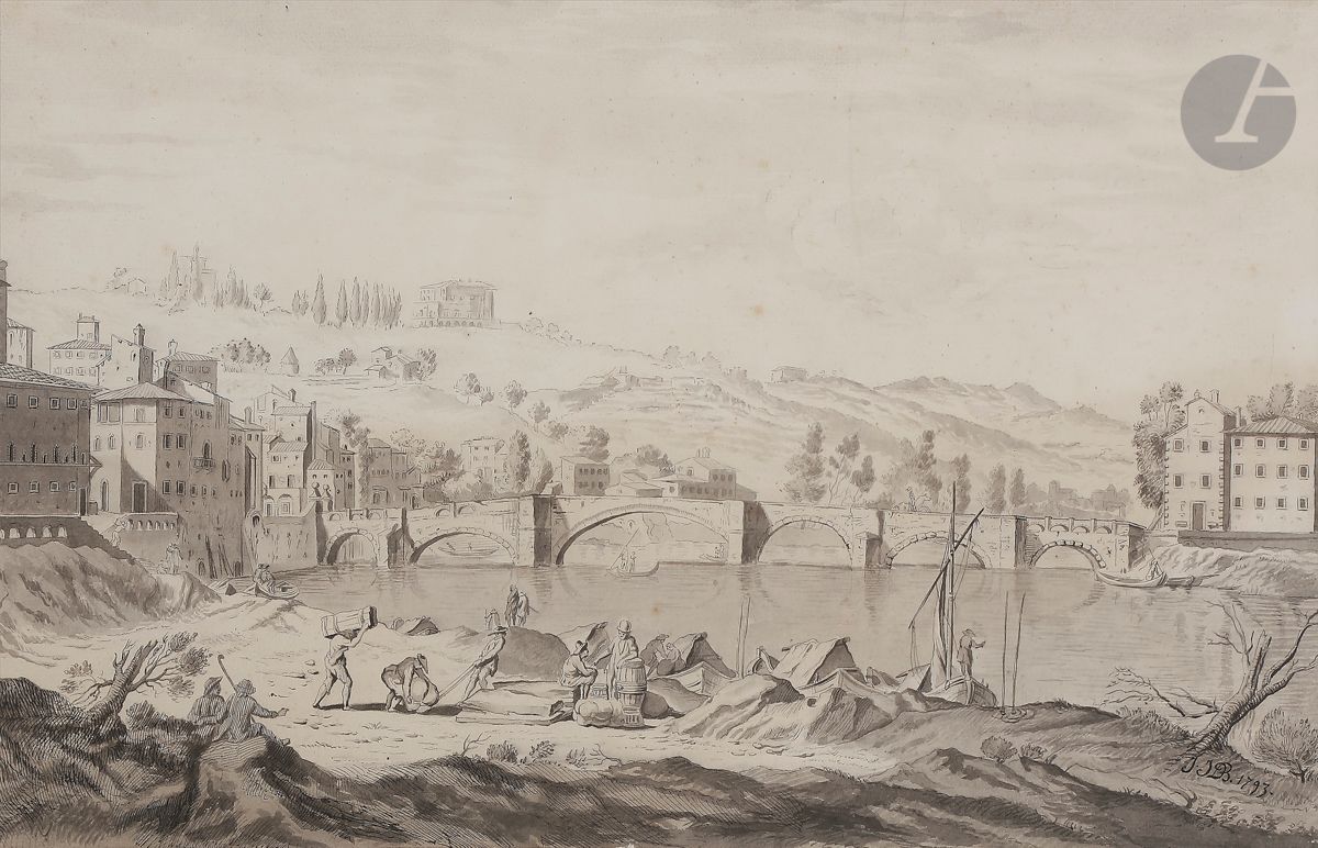 Null École LYONNAISE du début XIXe siècle
Pont sur le Rhône
Plume, encre noire e&hellip;