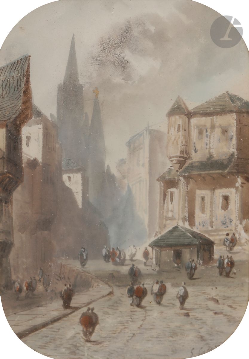 Null Eugène CICÉRI (1813-1890)
Scène de ville animée
Gouache
Signée en bas à dro&hellip;