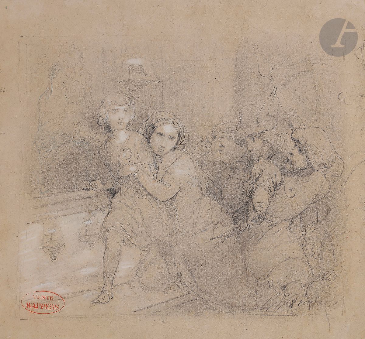 Null Gustave WAPPERS (1803 - 1874)
Scène de l’histoire de la Renaissance, femme &hellip;