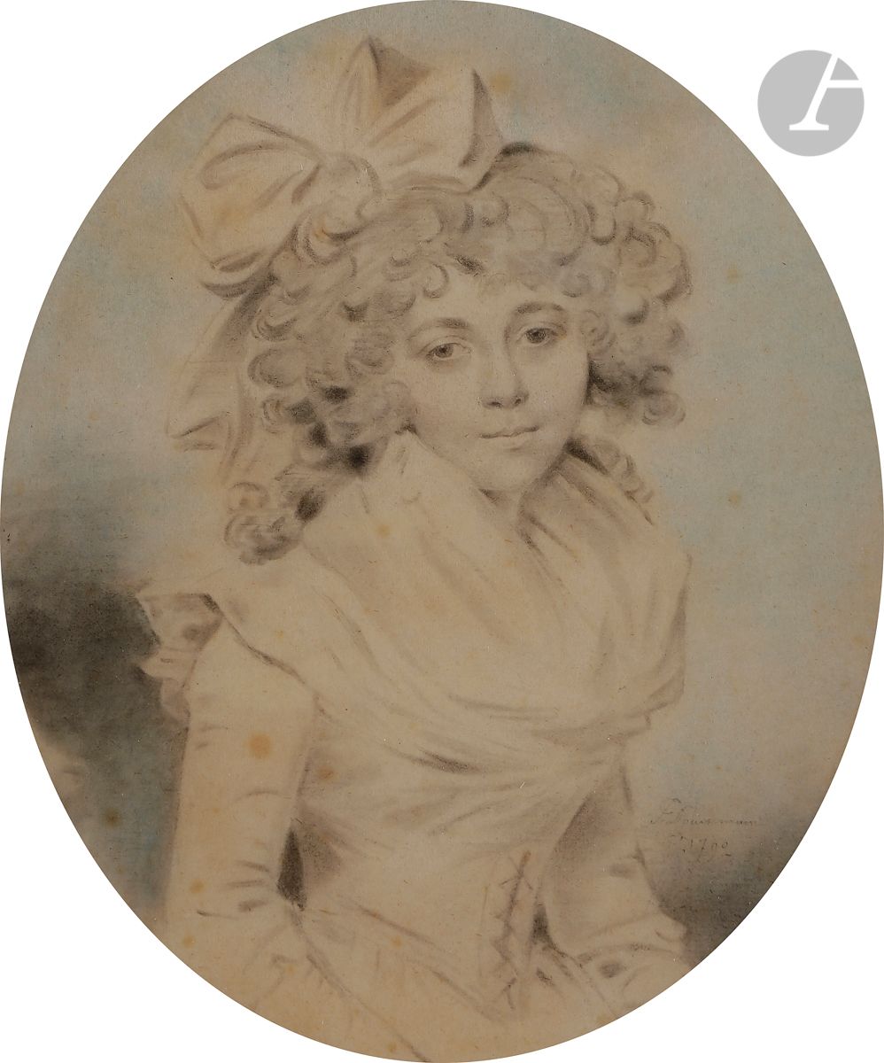 Null John DOWNMAN 
(Royaume-Uni 1750 - 1824)
Paire de portraits de femme à mi-co&hellip;
