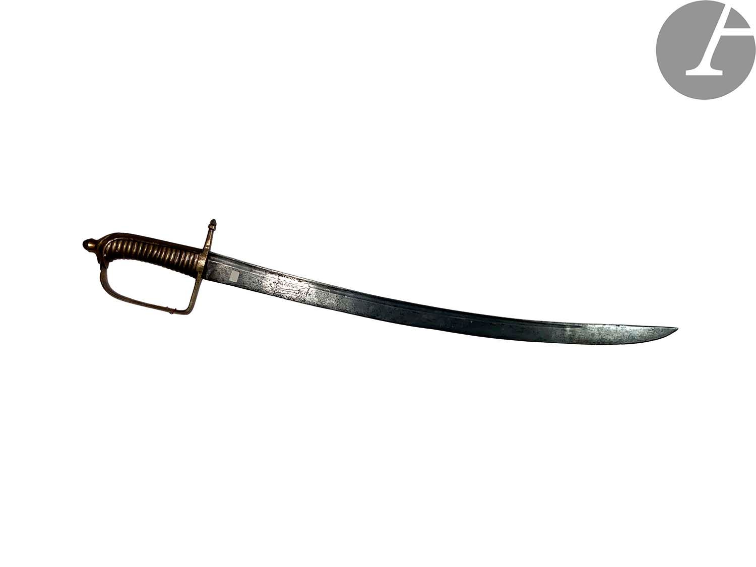 Null 巴伐利亚步兵马刀，称为Briquet。
1767型铜质安装，单臂防护装置和直筒式奎隆。弧形刀刃，平背和沟槽，两面都刻有 "MJK "字样，在皇家皇冠下&hellip;