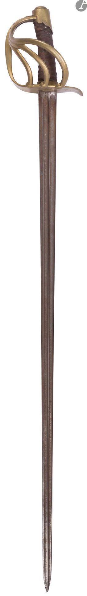 Null 骑兵剑的线上模型安十一修改1816年。
皮革包覆的手柄（水印丢失）。黄铜框架，有印记，四角防护，其中三个是螺栓连接。直刀，双侧中空，刀尖带回中心。
E&hellip;