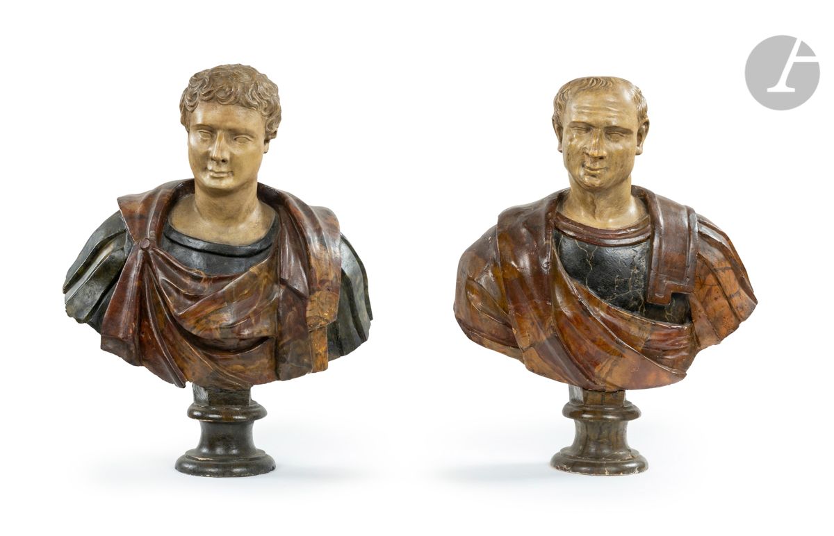 Null A pair of painted plaster busts of emperors.
After the Antique, end of the &hellip;