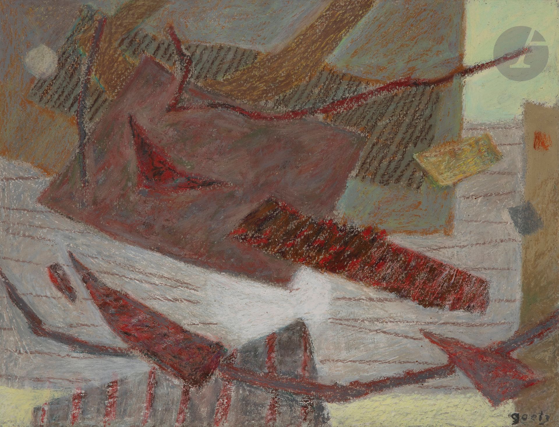 Null Henri GOETZ [法裔美国人] (1909-1989
)构图，1967
纸上
油彩
和粉彩。
右下方有签名。
25 x 32 cm该

作品出&hellip;