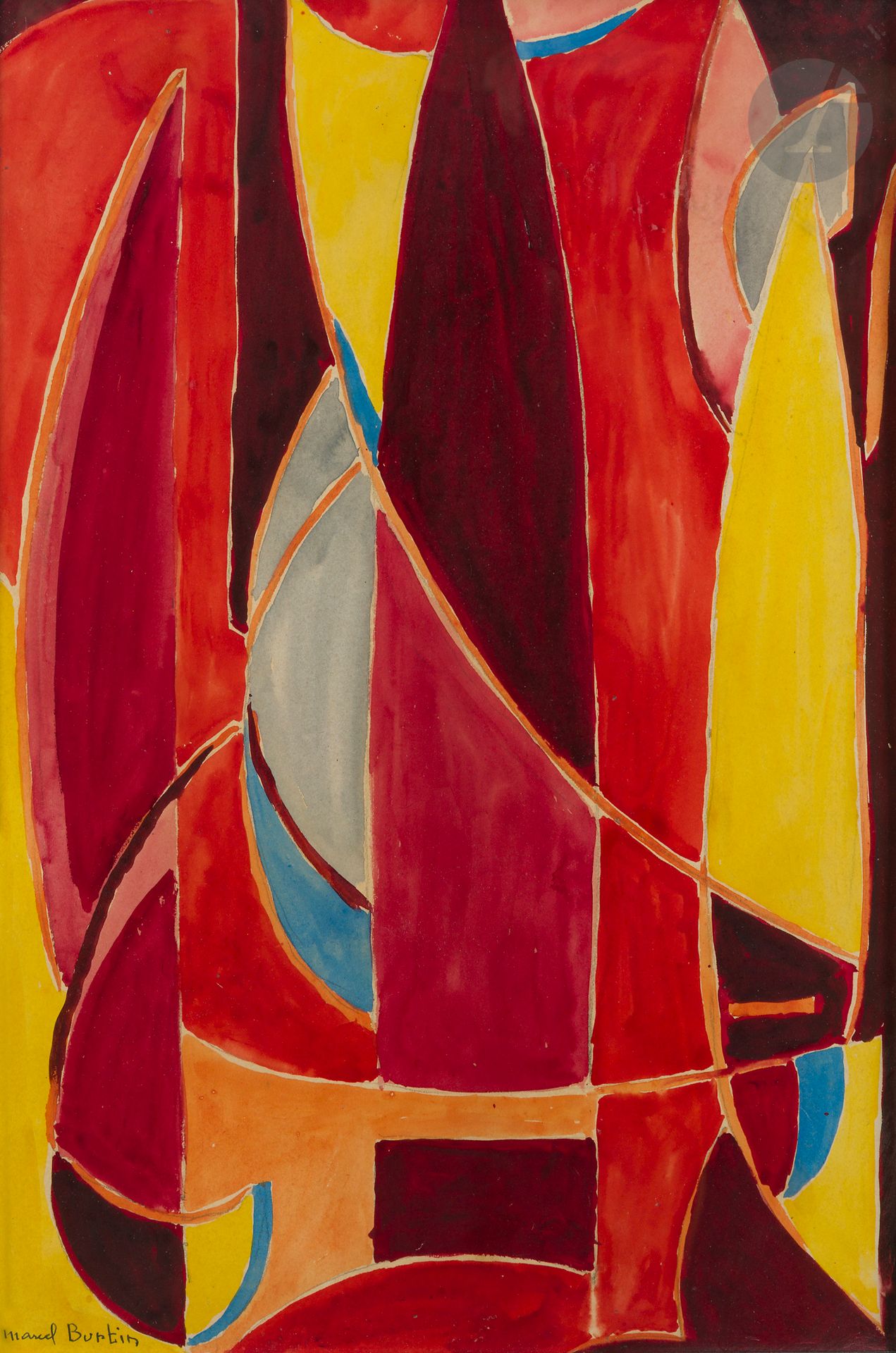 Null Marcel BURTIN (1902-1979
)构成水粉画
。
左下角有签名
59 x 40 cm