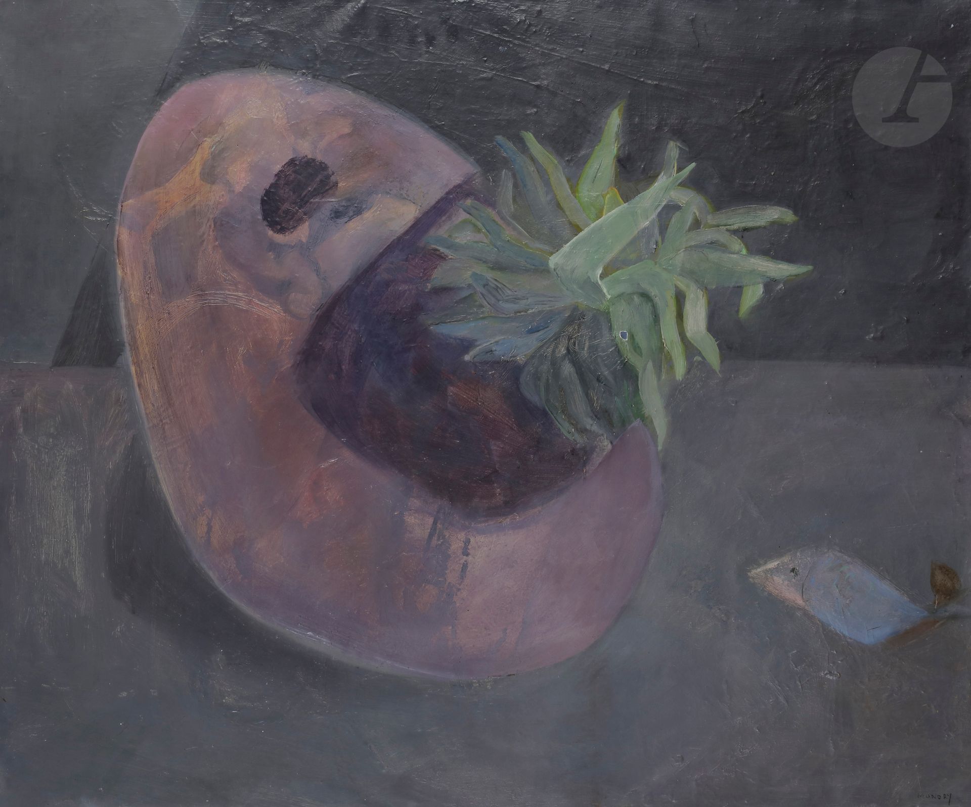 Null 雅克-莫诺里(1924-2018
)静物，1952年
布面
油画。

右下方有签名。
背面有签名和日期。
(小缺)。
78 x 98 cm