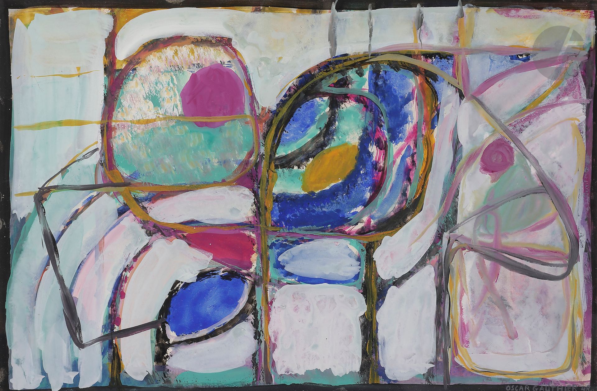 Null Oscar GAUTHIER (1921-2009
)作品，1948年水粉画
。
右下方有签名和日期。
26,5 x 41 cm
