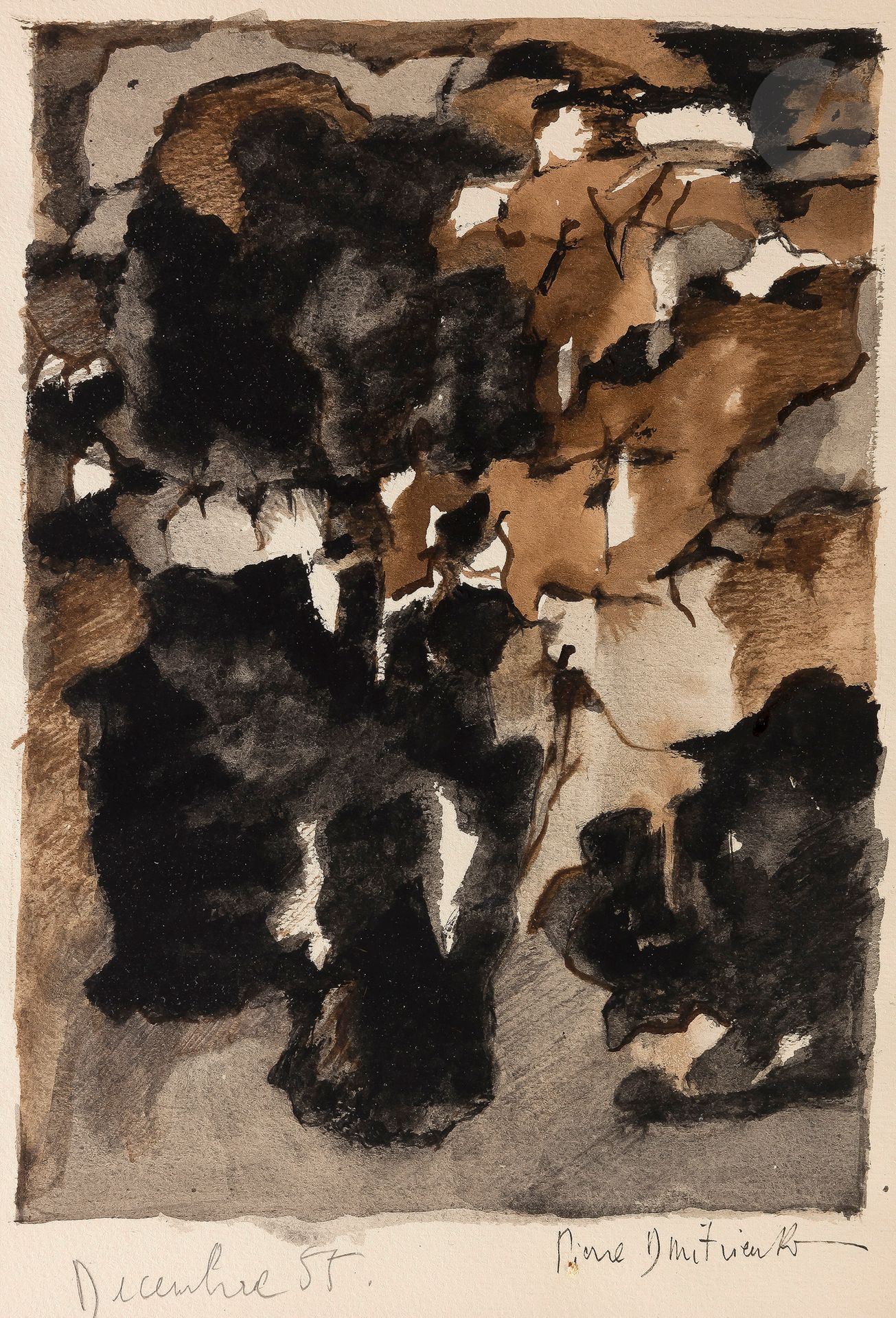 Null Pierre DMITRIENKO (1925-1974)
Composition, 1955
Encre et aquarelle.
Signée &hellip;