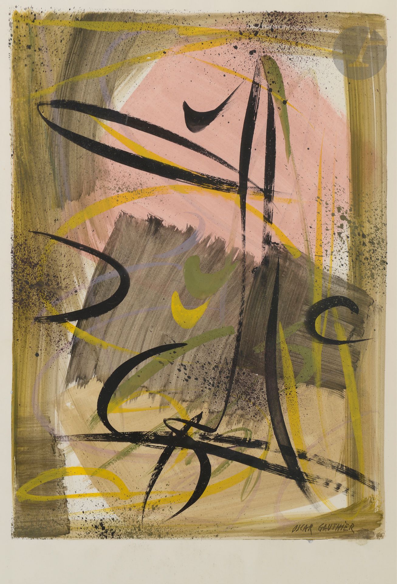 Null Oscar GAUTHIER (1921-2009
)构成水粉画
。
右下角有签名，
63 x 50 cm