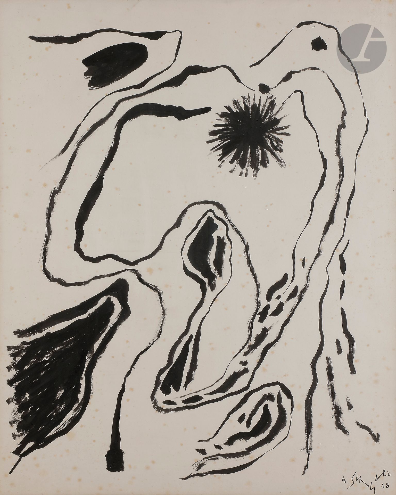 Null Gustave SINGIER (1909-1984
)创作，1968年墨水
。
右下方有签名和日期。
(有些褪色）。
56 x 45 厘米