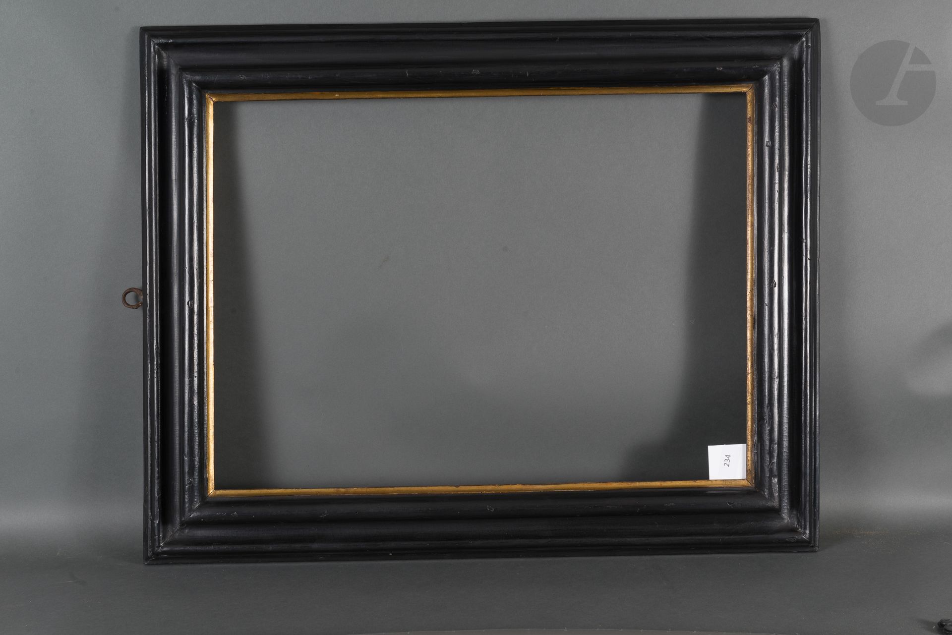 Null Frame with reversed profile in blackened molded wood and gilded on the view&hellip;