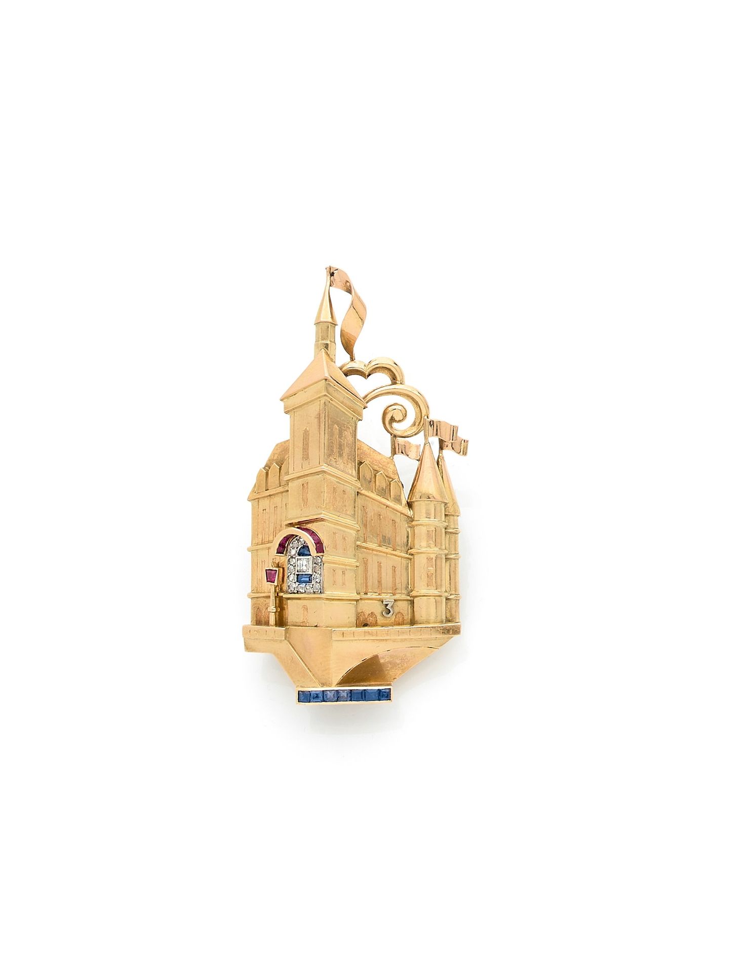 Null CARTIERClip
in 18K (750) gold representing the Conciergerie, the Clock high&hellip;