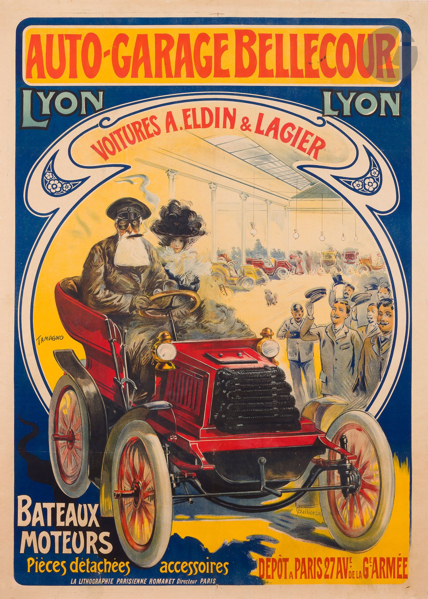 Null Francisco TAMAGNO (1851-1933
)Autos A. Eldin & Lagier, Auto-garage Bellecou&hellip;